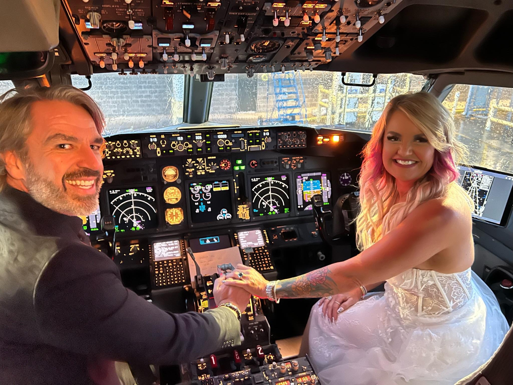 Pam and Jeremy Missed Their Vegas Chapel Wedding—So They Got Married on the Plane