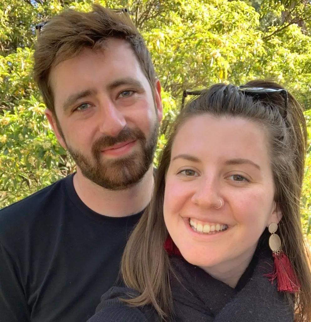 Tim and Ash with trees behind them
