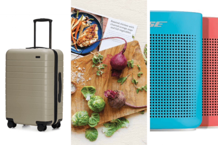 Away Suitcase  ($245), Sun Basket Meal Delivery Service  (from $20), Bose Bluetooth Speakers  ($129.95)