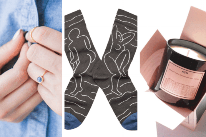 Etsy Mini Mood Ring ($21), Bonne Maison Mid-Calf Socks ($22.50), Boy Smells Ash Candle ($29)