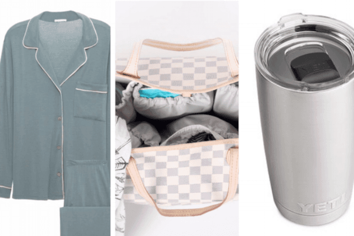 Eberjey Gisele PJ Set ($120),  Life in Play Totesavvy Diaper Bag Insert ($74.99),  Yeti Rambler Tambler ($29.99)